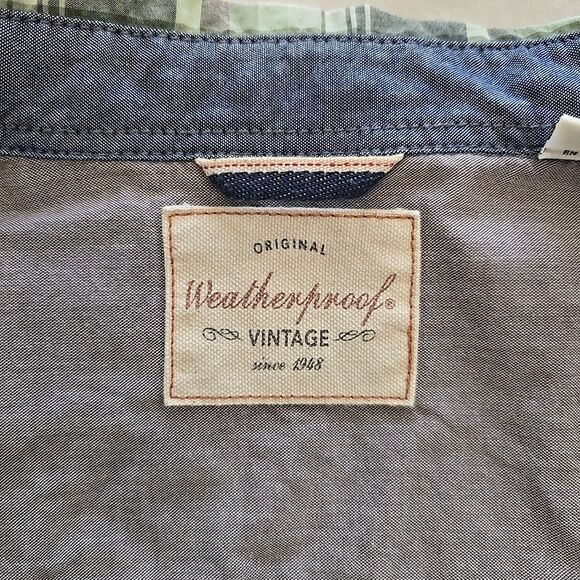 OG Weatherproof Green Navy Black White Men's Plaid XL Long Sleeve Button Up - Picture 4 of 11